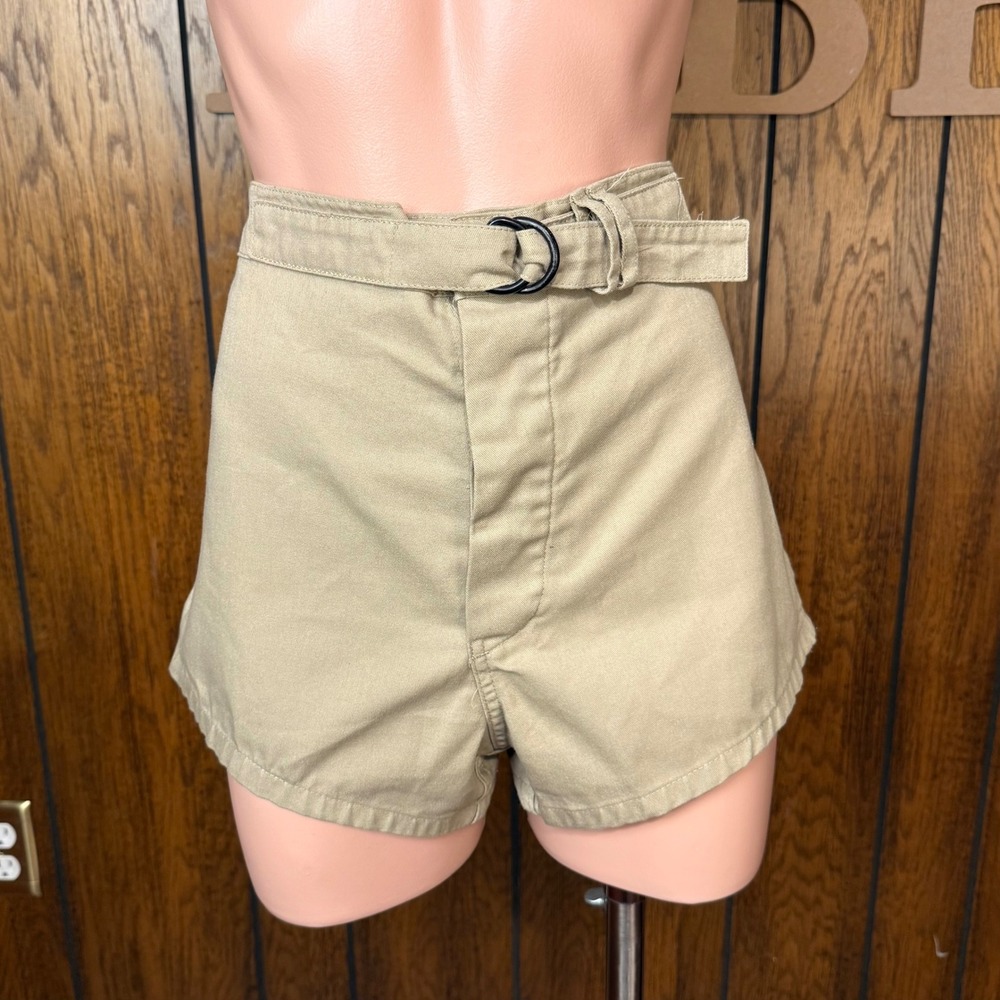 Khaki High Waisted Belted Utility Shorts Tru-Spec Womens 32 Y2K D Ring Gorpcore
